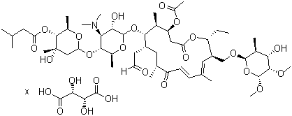 Tylosin 3-acetate 4B-(3-methylbutanoate) (2R,3R)-2,3-dihydroxybutanedioate molecular structure (CAS 63428-13-7)