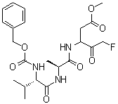 N-[(Phenylmethoxy)carbonyl]-L-valyl-N-[3-fluoro-1-(2-methoxy-2-oxoethyl)-2-oxopropyl]-L-alaninamide molecular structure (CAS 634911-81-2)