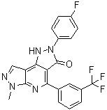 2-(4-Fluorophenyl)-1,6-dihydro-6-methyl-4-[3-(trifluoromethyl)phenyl]dipyrazolo[3,4-b:3',4'-d]pyridin-3(2H)-one molecular structure (CAS 635324-72-0)