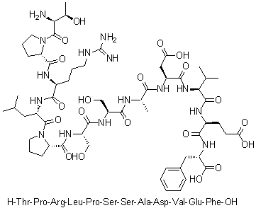 L-Threonyl-L-prolyl-L-arginyl-L-leucyl-L-prolyl-L-seryl-L-seryl-L-alanyl-L-alpha-aspartyl-L-valyl-L-alpha-glutamyl-L-phenylalanine molecular structure (CAS 635726-68-0)