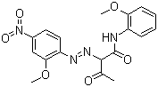 structure of CAS# 6358-31-2, Pigment Yellow 74;2-[(2-Methoxy-4-nitrophenyl)azo]-N-(2-methoxyphenyl)-3-oxobutyramide; C.I. 11741; Permanent Yellow GX