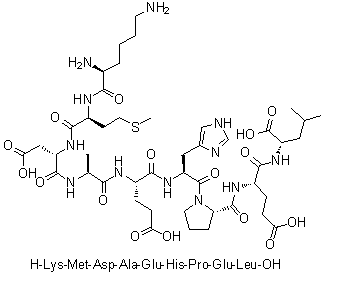 L-Lysyl-L-methionyl-L-alpha-aspartyl-L-alanyl-L-alpha-glutamyl-L-histidyl-L-prolyl-L-alpha-glutamyl-L-leucine molecular structure (CAS 636115-06-5)
