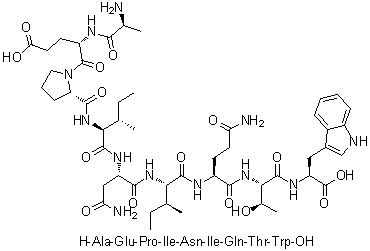 L-Alanyl-L-alpha-glutamyl-L-prolyl-L-isoleucyl-L-asparaginyl-L-isoleucyl-L-glutaminyl-L-threonyl-L-tryptophan molecular structure (CAS 637300-00-6)