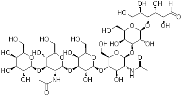 O-beta-D-Galactopyranosyl-(1→3)-O-2-(acetylamino)-2-deoxy-beta-D-glucopyranosyl-(1→3)-O-beta-D-galactopyranosyl-(1→4)-O-2-(acetylamino)-2-deoxy-beta-D-glucopyranosyl-(1→3)-O-beta-D-galactopyranosyl-(1→4)-D-glucose molecular structure (CAS 64331-48-2)