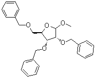 结构式 CAS# 64363-77-5, 甲基 2,3,5-三-O-苄基-D-呋喃核糖苷