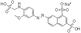 7-[[3-Methoxy-4-[(sulfomethyl)amino]phenyl]azo]-1,3-naphthalenedisulfonic acid monosodium salt molecular structure (CAS 65151-34-0)