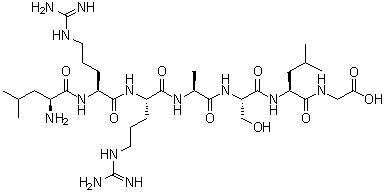 structure of CAS# 65189-71-1, Kemptide;L-Leucyl-L-arginyl-L-arginyl-L-alanyl-L-seryl-L-leucylglycine; NSC 332190