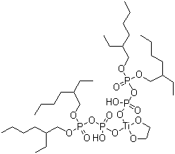 双(二辛基焦磷酸酰氧基)乙撑钛酸酯分子结构 (CAS 65467-75-6)