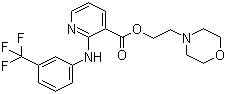 结构式 CAS# 65847-85-0, 马尼氟酯; 2{[3-(三氟甲基)苯]氨基}-烟酸乙基吗啉酯