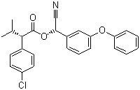 结构式 CAS# 66230-04-4, S-氰戊菊酯; (S)-alpha-氰基-3-苯氧基苄基-(S)-2-(4-氯苯基)-3-甲基丁酸酯