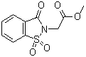 structure of CAS# 6639-62-9, Piroxicam Impurity D;Methyl 3-oxo-2,3-dihydro-1,2-benzothiazole-2-acetate 1,1-dioxide