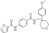 结构式 CAS# 664993-53-7, N-[4-[[[[四氢-4-(4-甲氧基苯基)-2H-吡喃-4-基]甲基]氨基]羰基]苯基]-2-呋喃甲酰胺
