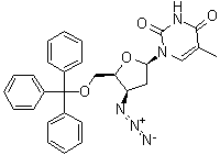 1-[3-Azido-2,3-dideoxy-5-O-(triphenylmethyl)-beta-D-threo-pentofuranosyl]-5-methyl-2,4(1H,3H)-pyrimidinedione molecular structure (CAS 66503-47-7)