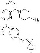 结构式 CAS# 670220-88-9, Crenolanib; [1-[2-[5-(3-甲基氧杂环丁烷-3-基甲氧基)苯并咪唑-1-基]喹啉-8-基]哌啶-4-基]胺