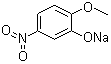 结构式 CAS# 67233-85-6, 5-硝基愈创木酚钠; 5-硝基邻甲氧基苯酚钠; 2-甲氧基-5-硝基苯酚钠盐