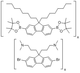 2,7-Dibromo-N,N,N',N'-tetramethyl-9H-fluorene-9,9-dipropanamine polymer with 2,2'-(9,9-dioctyl-9H-fluorene-2,7-diyl)bis[4,4,5,5-tetramethyl-1,3,2-dioxaborolane] molecular structure (CAS 673474-74-3)