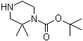 structure of CAS# 674792-07-5, 2,2-Dimethylpiperazine-1-carboxylic acid tert-butyl ester;4-tert-Butoxycarbonyl-3,3-dimethylpiperazine; tert-Butyl 2,2-dimethylpiperazine-1-carboxylate