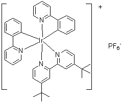 (4,4'-Di-tert-butyl-2,2'-bipyridine)di[(2-pyridinyl)phenyl]iridium hexafluorophosphate molecular structure (CAS 676525-77-2)