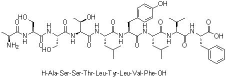 L-丙氨酰-L-丝氨酰-L-丝氨酰-L-苏氨酰-L-亮氨酰-L-酪氨酰-L-亮氨酰-L-缬氨酰-L-苯丙氨酸分子结构 (CAS 676595-61-2)