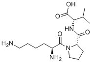 structure of CAS# 67727-97-3, L-Lysyl-L-prolyl-L-valine;a-MSH (11-13); (2S)-2-[[(2S)-1-[(2S)-2,6-diaminohexanoyl]pyrrolidine-2-carbonyl]amino]-3-methylbutanoic acid