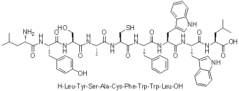 L-Leucyl-L-tyrosyl-L-seryl-L-alanyl-L-cysteinyl-L-phenylalanyl-L-tryptophyl-L-tryptophyl-L-leucine molecular structure (CAS 681014-40-4)