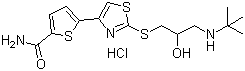 structure of CAS# 68377-91-3, Arotinolol hydrochloride;5-(2-(3-(tert-butylamino)-2-hydroxypropylthio)thiazol-4-yl)thiophene-2-carboxamide hydrochloride