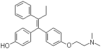 structure of CAS# 68392-35-8, Afimoxifene;4-[1-[4-[2-(Dimethylamino)ethoxy]phenyl]-2-phenyl-1-butenyl]phenol