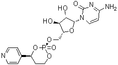 4-Amino-1-[5-O-[(2R,4S)-2-oxido-4-(4-pyridinyl)-1,3,2-dioxaphosphorinan-2-yl]-beta-D-arabinofuranosyl]-2(1H)-pyrimidinone molecular structure (CAS 685111-92-6)