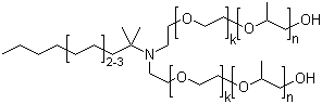C12-C14 tert-Alkylamines ethoxylated propoxylated molecular structure (CAS 68603-58-7)