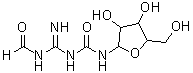 N-[(Formylamino)iminomethyl]-N'-pentofuranosylurea molecular structure (CAS 686299-20-7)