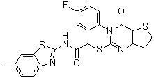 2-[[3-(4-Fluorophenyl)-3,4,6,7-tetrahydro-4-oxothieno[3,2-d]pyrimidin-2-yl]thio]-N-(6-methyl-2-benzothiazolyl)acetamide molecular structure (CAS 687561-60-0)