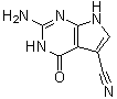 structure of CAS# 69205-79-4, 2-Amino-4,7-dihydro-4-oxo-1H-pyrrolo[2,3-d]pyrimidine-5-carbonitrile;7-Cyano-7-deazaguanine; PreQ0