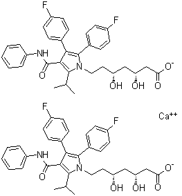 structure of CAS# 693793-53-2, Atorvastatin impurity C;(betaR,deltaR)-2,3-Bis(4-fluorophenyl)-beta,delta-dihydroxy-5-(1-methylethyl)-4-[(phenylamino)carbonyl]-1H-pyrrole-1-heptanoic acid calcium salt (2:1)