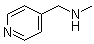 structure of CAS# 6971-44-4, 4-(Methylaminomethyl)pyridine;4-(N-Methylaminomethyl)pyridine; Methyl(pyridin-4-ylmethyl)amine; N-Methyl-1-(pyridin-4-yl)methanamine; N-Methyl-N-(4-pyridylmethyl)amine; N-Methyl-N-(pyridin-4-ylmethyl)amine; N-[(Pyridin-4-yl)methyl]methylamine