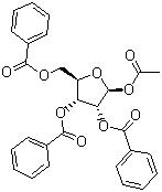 结构式 CAS# 6974-32-9, 1-乙酰氧基-2,3,5-三苯甲酰氧基-1-beta-D-呋喃核糖