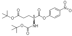 structure of CAS# 69876-58-0, Boc-L-glutamic acid 5-(tert-butyl) 1-(4-nitrophenyl) ester;Boc-Glu(OtBu)-Onp; N-(1,1-Dimethylethoxycarbonyl)-L-glutamic acid 5-(1,1-dimethylethyl) 1-(4-nitrophenyl) ester