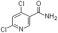 结构式 CAS# 70593-57-6, 4,6-二氯吡啶烟酰胺; 4,6-二氯吡啶-3-甲酰胺