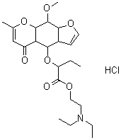 2-[(3a,4a,5,8a,9,9a-Hexahydro-9-methoxy-7-methyl-5-oxo-4H-furo[3,2-g][1]benzopyran-4-yl)oxy]butanoic acid 2-(diethylamino)ethyl ester hydrochloride molecular structure (CAS 71510-44-6)