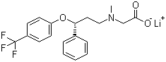 结构式 CAS# 722456-08-8, Org 24598 锂盐; R-(-)-N-甲基-N-[(3R)-3-苯基-3-[4-(三氟甲基)苯氧基]丙基]甘氨酸锂