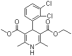 结构式 CAS# 72509-76-3, 非洛地平; 非氯地平; 4-(2,3-二氯苯基)-1,4-二氢-2,6-二甲基-3,5-吡啶二羧基乙基甲基酯