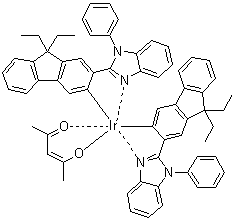 Bis(2-(9,9-diethyl-9H-fluoren-2-yl)-1-phenyl-1H-benzoimidazol-N,C3)iridium(acetylacetonate) molecular structure (CAS 725251-24-1)