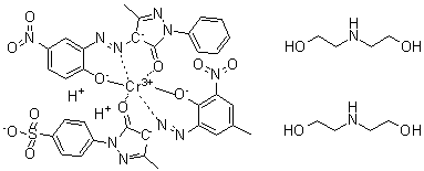 [4-[4,5-Dihydro-4-[(2-hydroxy-5-methyl-3-nitrophenyl)azo]-3-methyl-5-oxo-1H-pyrazol-1-yl]benzenesulfonato][2,4-dihydro-4-[(2-hydroxy-5-nitrophenyl)azo]-5-methyl-2-phenyl-3H-pyrazol-3-onato]dihydrogen chromate compd. with 2,2'-iminobis[ethanol] (1:2) molecular structure (CAS 73003-25-5)