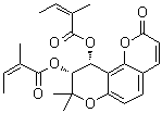 structure of CAS# 73069-26-8, (±)-Praeruptorin B;(2Z,2'Z)-rel-2-Methyl-2-butenoic acid (9R,10R)-9,10-dihydro-8,8-dimethyl-2-oxo-2H,8H-benzo[1,2-b:3,4-b']dipyran-9,10-diyl ester