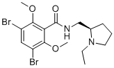 结构式 CAS# 73220-00-5, 3,5-二溴-N-{[(2R)-1-乙基-2-吡咯烷基]甲基}-2,6-二甲氧基苯甲酰胺