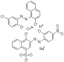 Sodium hydrogen [1-[(5-chloro-2-hydroxyphenyl)azo]-2-naphthalenolato][4-hydroxy-3-[(2-hydroxy-4-nitrophenyl)azo]-1-naphthalenesulfonato]chromate molecular structure (CAS 73507-16-1)