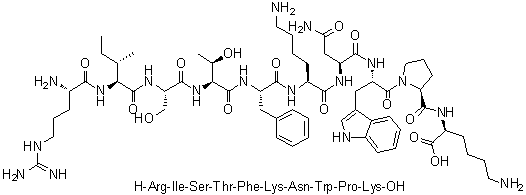 L-Arginyl-L-isoleucyl-L-seryl-L-threonyl-L-phenylalanyl-L-lysyl-L-asparaginyl-L-tryptophyl-L-prolyl-L-lysine molecular structure (CAS 735329-33-6)