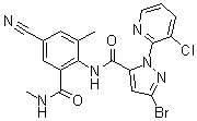 结构式 CAS# 736994-63-1, 3-溴-1-(3-氯-2-吡啶基)-N-[4-氰基-2-甲基-6-[(甲基氨基)羰基]苯基]-1H-吡唑-5-甲酰胺