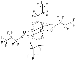 structure of CAS# 73755-28-9, Tetrakis(heptafluorobutyrate)dirhodium;Dirhodium tetrakis(heptafluorobutyrate); Dirhodium tetrakis(perfluorobutanoate); Dirhodium tetrakis(perfluorobutyrate); NSC 225291; Rhodium(II) heptafluorobutyrate dimer; Rhodium(II) perfluorobutyrate dimer; Tetrakis(heptafluorobutanoato)dirhodium; Tetrakis(heptafluorobutyrate)dirhodium