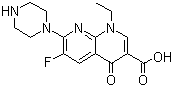 结构式 CAS# 74011-58-8, 依诺沙星; 1-乙基-6-氟-1,4-二氢-4-氧代-7-(-哌嗪基)-1,8-萘啶-3-羧酸