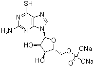 6-硫代-5'-鸟苷酸二钠盐分子结构 (CAS 74686-78-5)